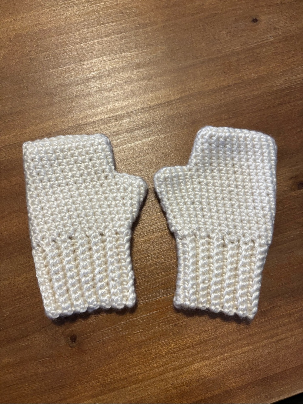 Handmade White Knit Baby Mittens